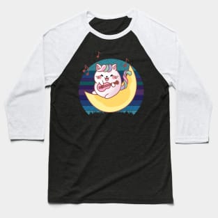 Unicorn Cat On The Moon Baseball T-Shirt